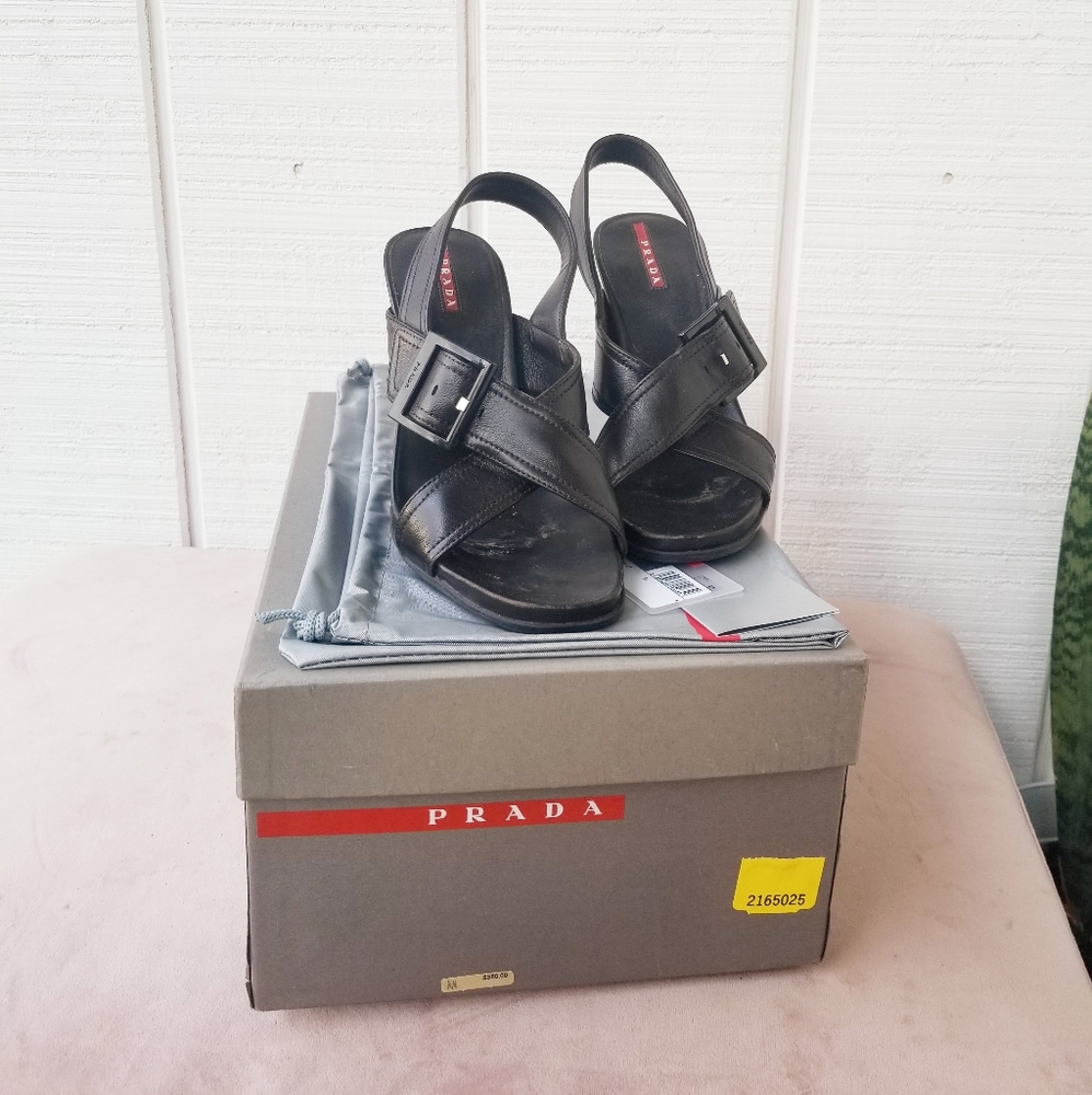 Prada Black Leather Heels